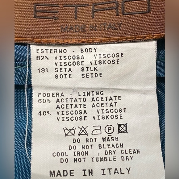 ETRO crushed velvet skirt, size EU 42.  Made in Italy.  Beautiful colors.  Lined - Picture 5 of 7